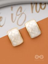 THE CLASSIC RADIANCE  - GOLDEN ENAMELLED STUD EARRINGS (WHITE)