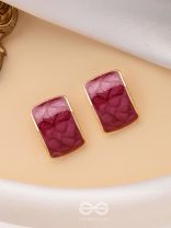 THE CLASSIC RADIANCE  - GOLDEN ENAMELLED STUD EARRINGS (RED)