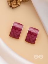 THE CLASSIC RADIANCE  - GOLDEN ENAMELLED STUD EARRINGS (RED)
