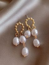 PEARLFECTLY DANGLING - GOLDEN EMBELLISHED DROP EARRINGS