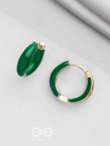 LUXE LITTLE LOOPS - GOLDEN EMBELLISHED HOOP EARRINGS (GREEN)