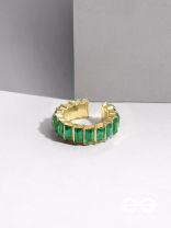 SPARKLING HALO - GOLDEN EMBELLISHED RING (GREEN)