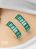 CRYSTAL GALAXIES - GOLDEN EMBELLISHED EARRINGS (GREEN)