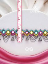 UPARJITAA - RAINBOW RADIANCE - BEADS AND MIRROR EMBROIDERED AND OXIDISED NECKPIECE