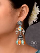 MYSTIC OCEAN SUNDOWN - EMBELLISHED OXIDISED EARRINGS