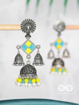 MELLOW YELLOW SKIES - EMBELLISHED OXIDISED EARRINGS