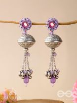 Ritudhwani - Seasonal Melodies - Resham And Beads Hand Embroidered Oxidised Earrings