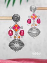 THE PINK MIRAGE - EMBELLISHED OXIDISED JHUMKA EARRINGS