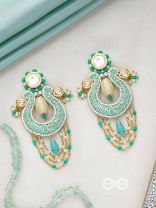 Akasesa - Jewel Of The Sky - Beads, Cutdana, Polki And Kundan Finished Hand Embroidered Earrings