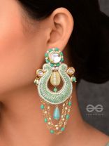 Akasesa - Jewel Of The Sky - Beads, Cutdana, Polki And Kundan Finished Hand Embroidered Earrings
