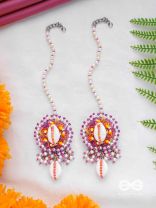 SAMBAVIKA - THE SHELL ENCHANTMENTS - BEADS AND SHELLS EMBROIDERED EARRINGS 
