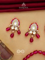 Shikhandika - Ruby Echoes - Golden Embellished Polki And Kundan Earrings