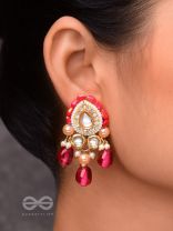 Shikhandika - Ruby Echoes - Golden Embellished Polki And Kundan Earrings