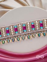 Karika - Prismatic Allure - Stones, Beads And Glass Drops Hand Embroidered Neckpiece