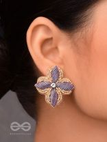 ABJINI - THE MAGICAL BLOOM - DABKA, STONE AND BEADS EMBROIDERED EARRINGS