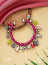 Ekarnava - The Tidal Trinkets - Charms And Shells Hand Embroidered Oxidised Bracelet