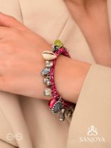 Ekarnava - The Tidal Trinkets - Charms And Shells Hand Embroidered Oxidised Bracelet