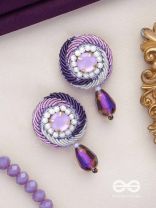 Arani - The Turning Round - Stone, Beads And Glass Drop Hand Embroidered Earrings