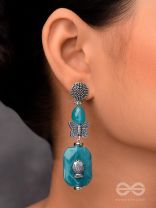 Aquatic Flutters - Silver Embellished Earrings