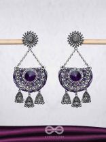 Nishithani - The Midnight Orchid - Sequins, Cutdana Oxidised And Hand Embroidered Earrings