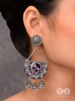 Nishithani - The Midnight Orchid - Sequins, Cutdana Oxidised And Hand Embroidered Earrings