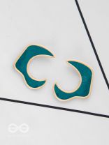 The Blue Moon - Golden Enamelled Stud Earrings