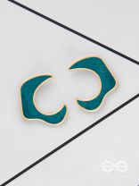 The Blue Moon - Golden Enamelled Stud Earrings