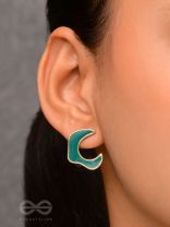 The Blue Moon - Golden Enamelled Stud Earrings