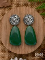 THE  JADE ELEGANCE - OXIDISED JHUMKA EARRINGS