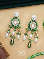 Agrevana - Forest Fables - Golden Embellished Polki And Kundan Finished Hand Embroidered Earrings