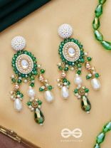 Agrevana - Forest Fables - Golden Embellished Polki And Kundan Finished Hand Embroidered Earrings