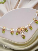 Anupta - Meadow Melody - Golden Embellished Polki And Kundan Finished Hand Embroidered Neckpiece