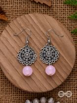 BLUSH BLOSSOMS - OXIDISED JHUMKA EARRINGS