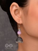 PINK MIST ELEGANCE - OXIDISED DROP JHUMKA EARRINGS