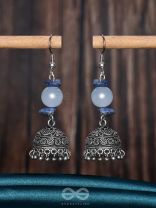 ANTIQUE AQUA ALLURE - OXIDISED DROP JHUMKA EARRINGS