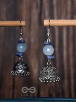 ANTIQUE AQUA ALLURE - OXIDISED DROP JHUMKA EARRINGS