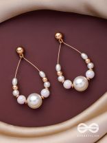 RADIANT PEARL TEARDROPS - GOLDEN EMBELLISHED EARRINGS