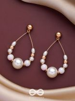 RADIANT PEARL TEARDROPS - GOLDEN EMBELLISHED EARRINGS