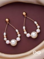 RADIANT PEARL TEARDROPS - GOLDEN EMBELLISHED EARRINGS