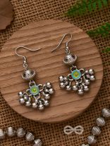 BEADED HORIZON CHARMS - EMBELLISHED OXIDISED EARRINGS
