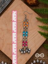 A CARNIVAL CASCADE - EMBELLISHED OXIDISED EARRINGS