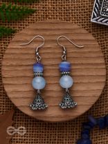 A CELESTIAL WAVE - EMBELLISHED OXIDISED JHUMKA EARRINGS