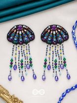 Mrdika - The Vibrant Fish - Stone, Beads And Sequins Hand Embroidered Earrings
