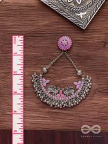 Mystical Peacocks In Lavender - Enamelled Oxidised Earrings