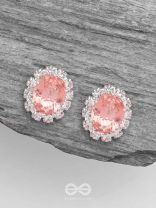 SHIMMER AND SHINE - SILVER AND PEACH EMBELLISHED STUD EARRINGS