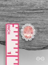 SHIMMER AND SHINE - SILVER AND PEACH EMBELLISHED STUD EARRINGS