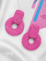 SOULFUL SYMPHONY - STATEMENT WOVEN EARRINGS (MAGENTA)
