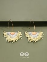 FREE SPIRIT SYMPHONY - GOLDEN EMBELLISHED EARRINGS (WHITE)