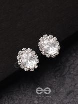 SHIMMER AND SHINE - SILVER EMBELLISHED STUD EARRINGS