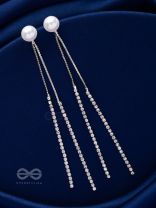 A MOONLIT PEARL - SILVER EMBELLISHED EAR JACKETS
